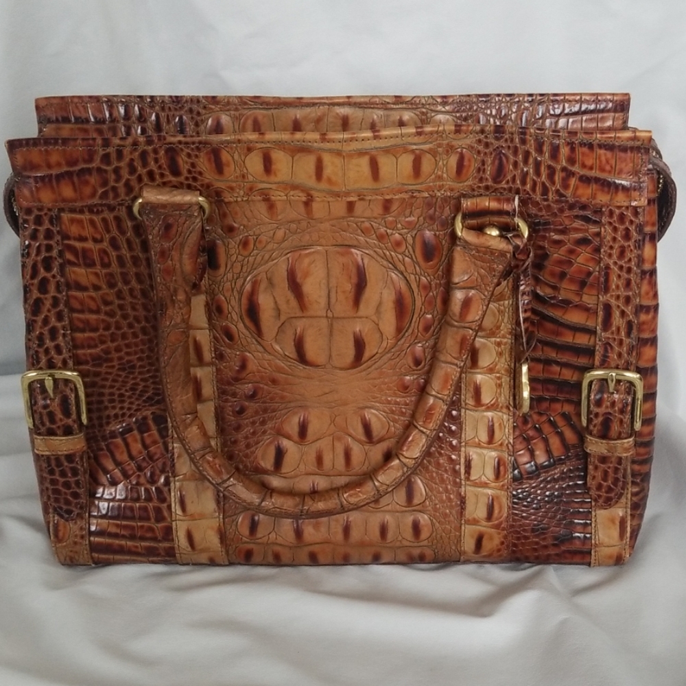 Brahmin croc-embossed leather